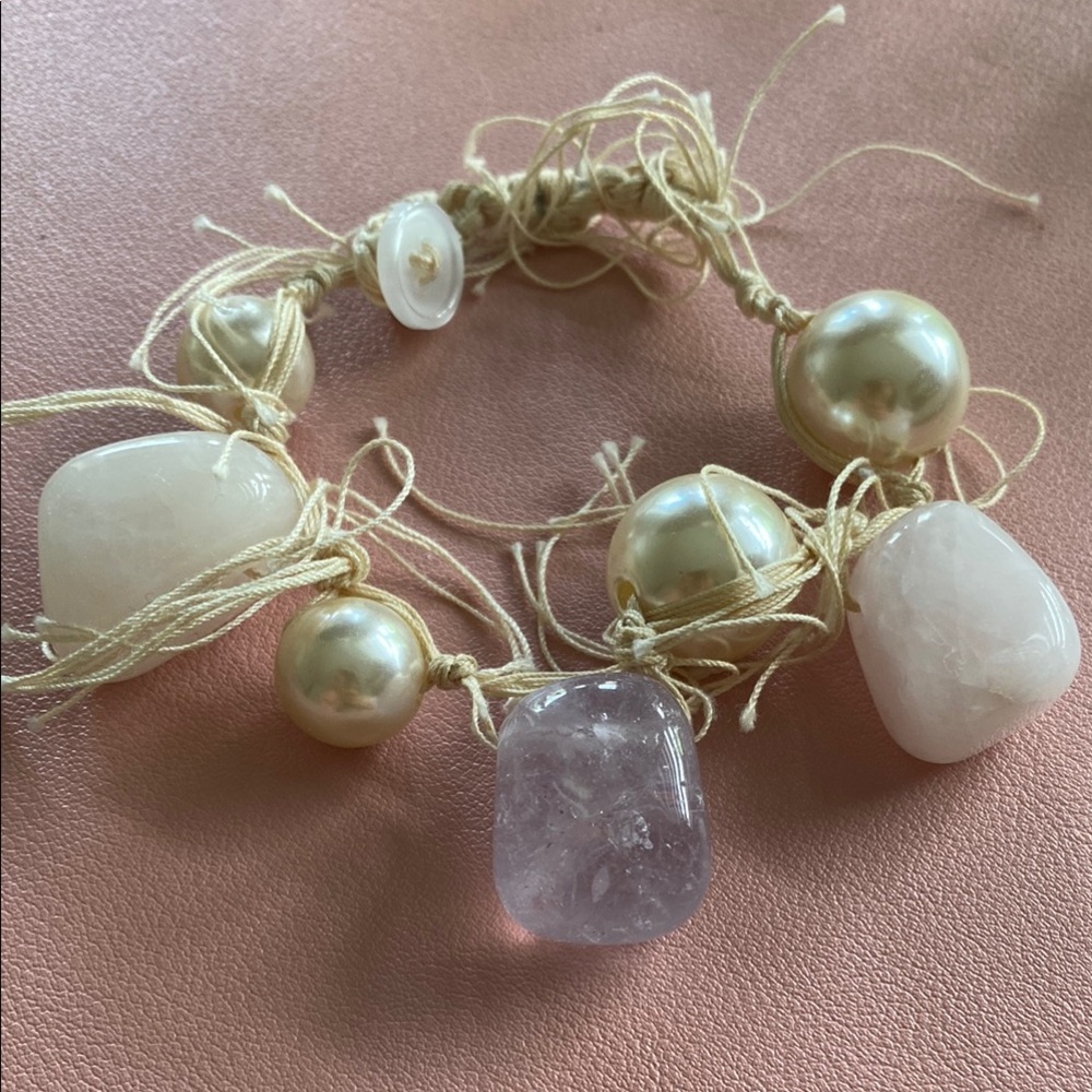 Faux Pearl & Rose Quartz Bracelet